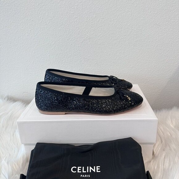 CELINE Triomphe Logo Les Ballerines Ballerina Laces Babies Alma Flats 38.5/ 39.5 - Picture 7 of 9